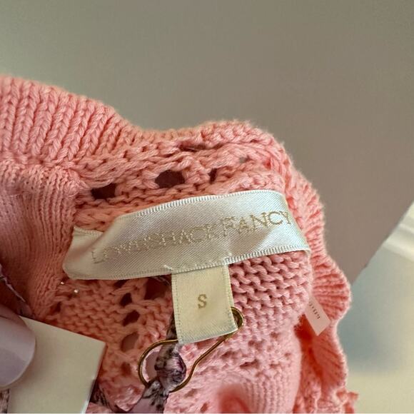 NWT LoveShackFancy Pink Cotton Eyelet Crochet Strawberry Bodysuit Small - Picture 16 of 16